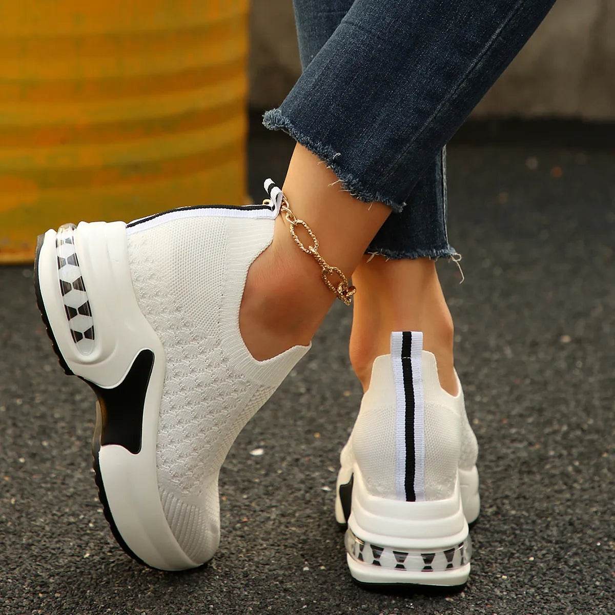 Breathable Mesh Platform Sneakers - Tredona LLC