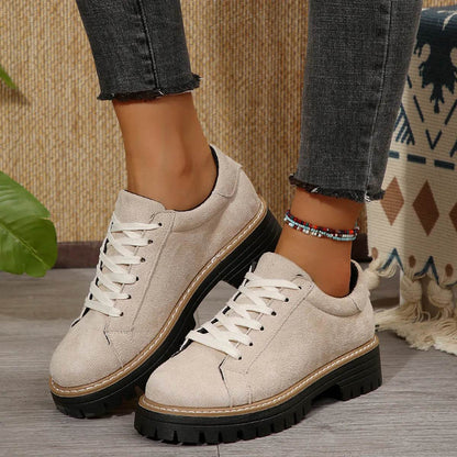 Lace Up Round Toe Platform Sneakers - Tredona LLC