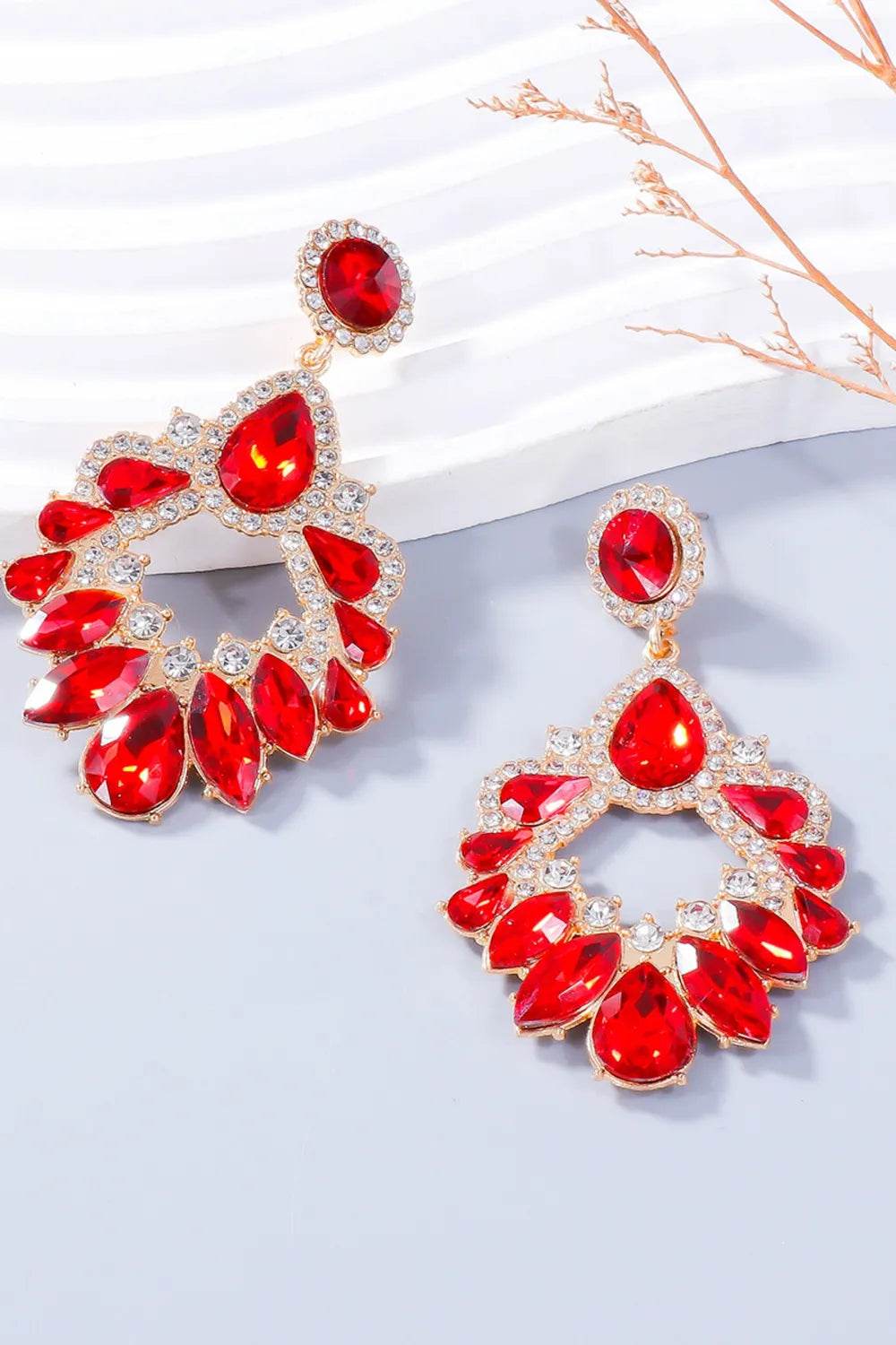 Alloy Rhinestone Dangle Earrings - Tredona LLC
