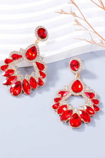 Alloy Rhinestone Dangle Earrings - Tredona LLC