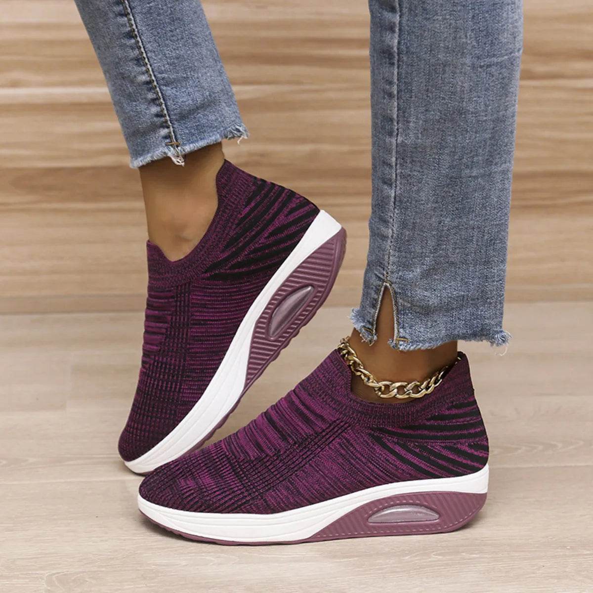 Breathable Mesh Wedge Sneakers - Tredona LLC