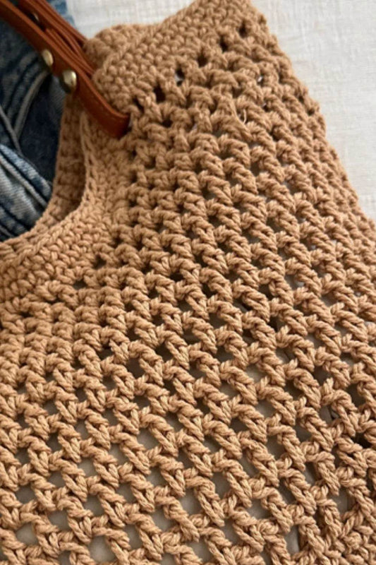 Openwork Woven Tote Bag - Tredona LLC