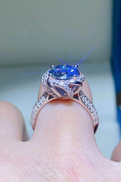 2 Carat Cobalt Blue Moissanite 925 Sterling Silver Ring - Tredona LLC