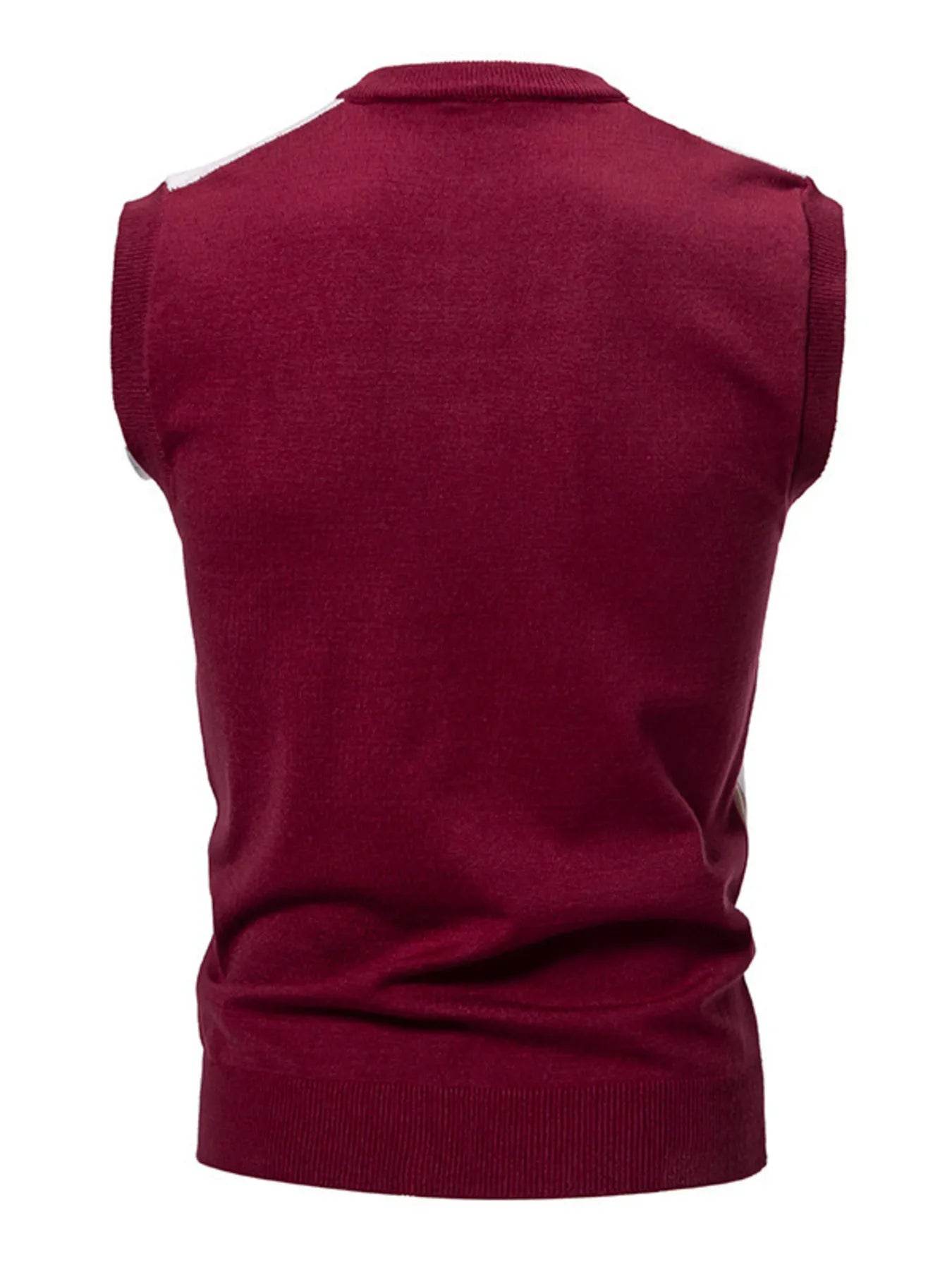 Men's Plus Size Diamond Pattern V-Neck Sweater Vest - Tredona LLC