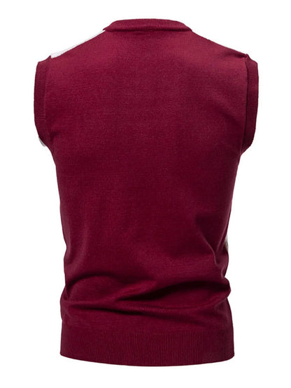 Men's Plus Size Diamond Pattern V-Neck Sweater Vest - Tredona LLC