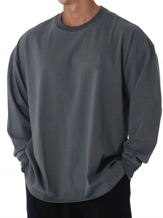 Men's Plus Size Round Neck Long Sleeve T-Shirt - Tredona LLC
