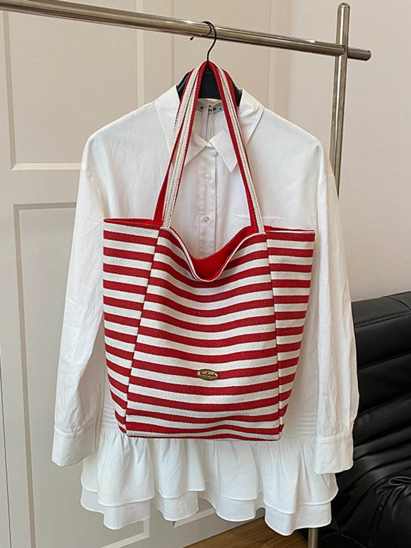 Striped Canvas Tote Bag - Tredona LLC