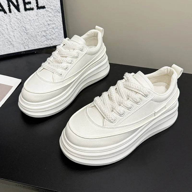 Lace-Up Contrast Platform Sneakers - Tredona LLC