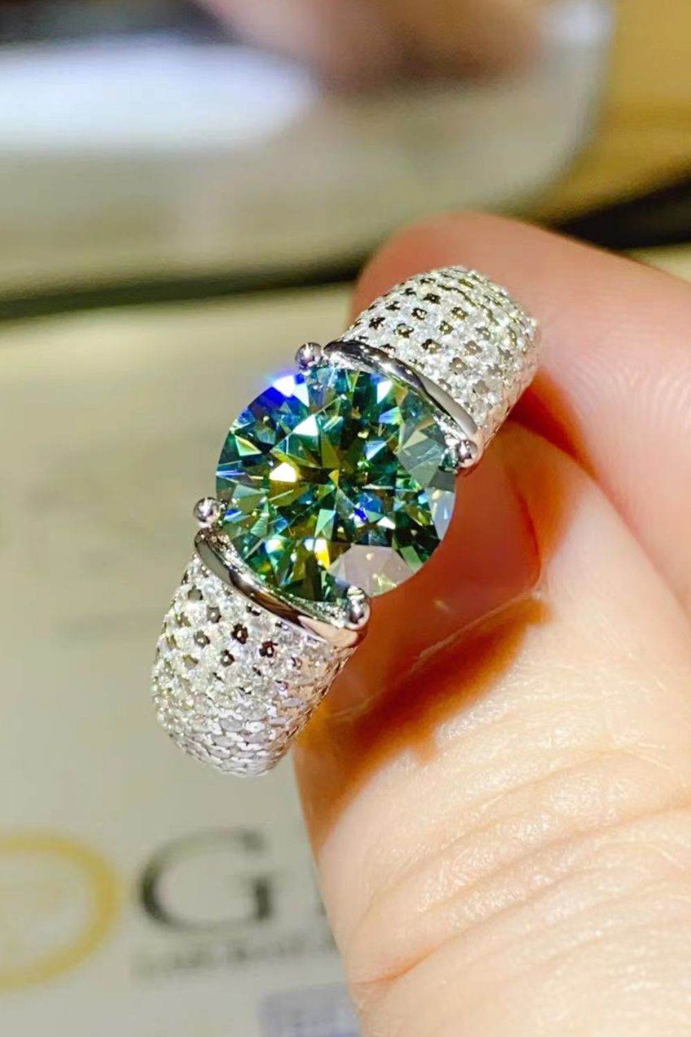 3 Carat Moissanite Side Stone Ring - Tredona LLC