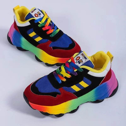 Lace-Up Mesh Round Toe Platform Sneakers - Tredona LLC