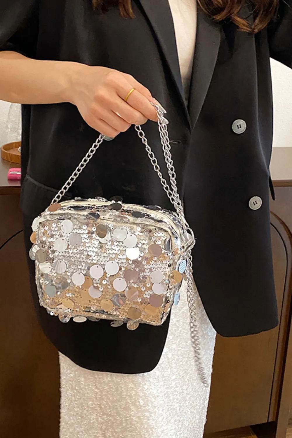 Sequin Chain Shoulder Bag - Tredona LLC