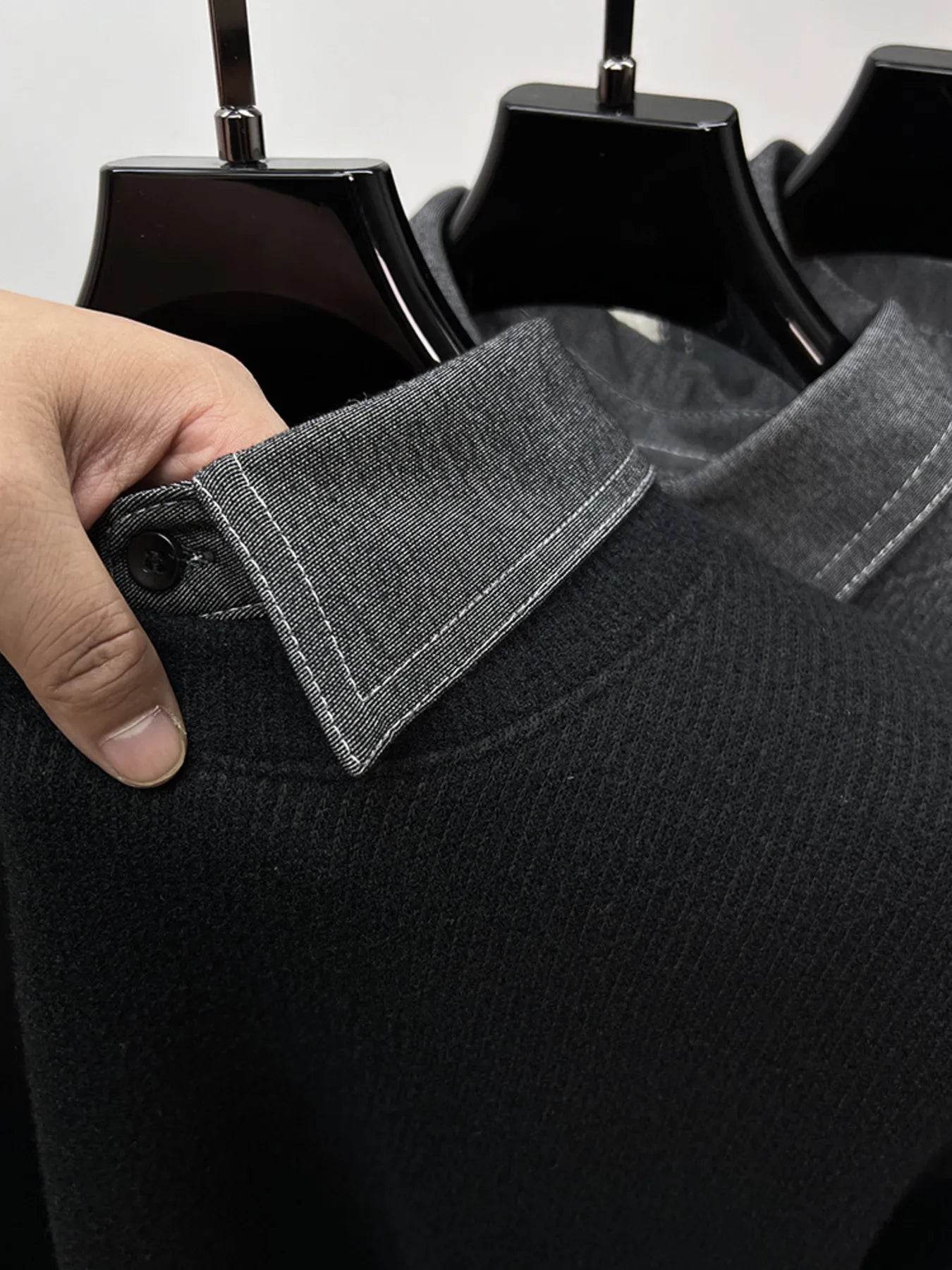Men's Plus Size Ribbed Knit Collared Neck Sweater - Tredona LLC
