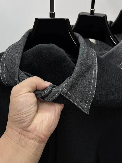 Men's Plus Size Ribbed Knit Collared Neck Sweater - Tredona LLC