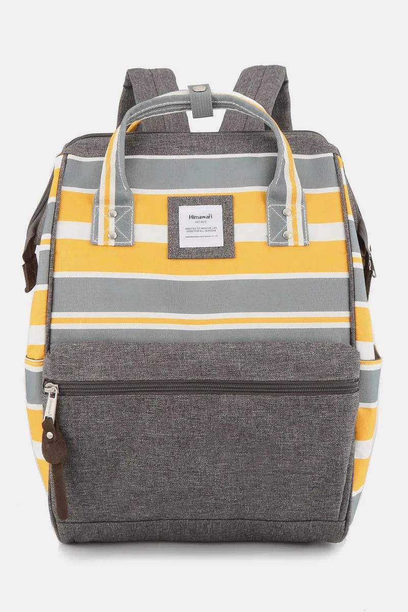 Himawari Striped Waterproof Nylon Backpack Bag with Side Pockets - Tredona LLC