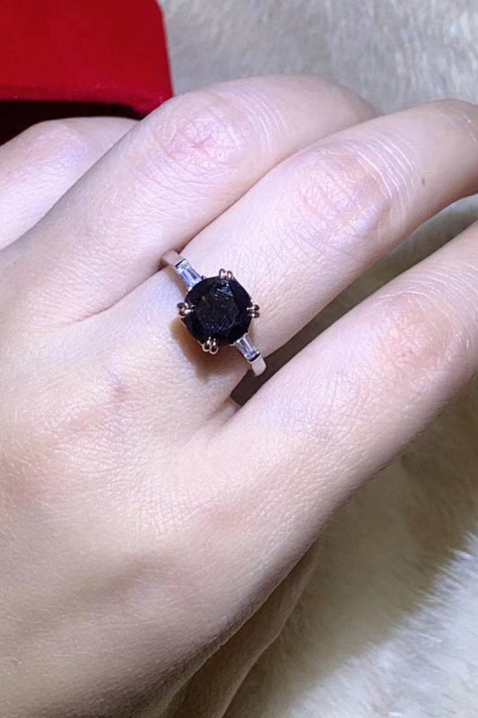 2 Carat Black Moissanite Platinum-Plated Ring - Tredona LLC