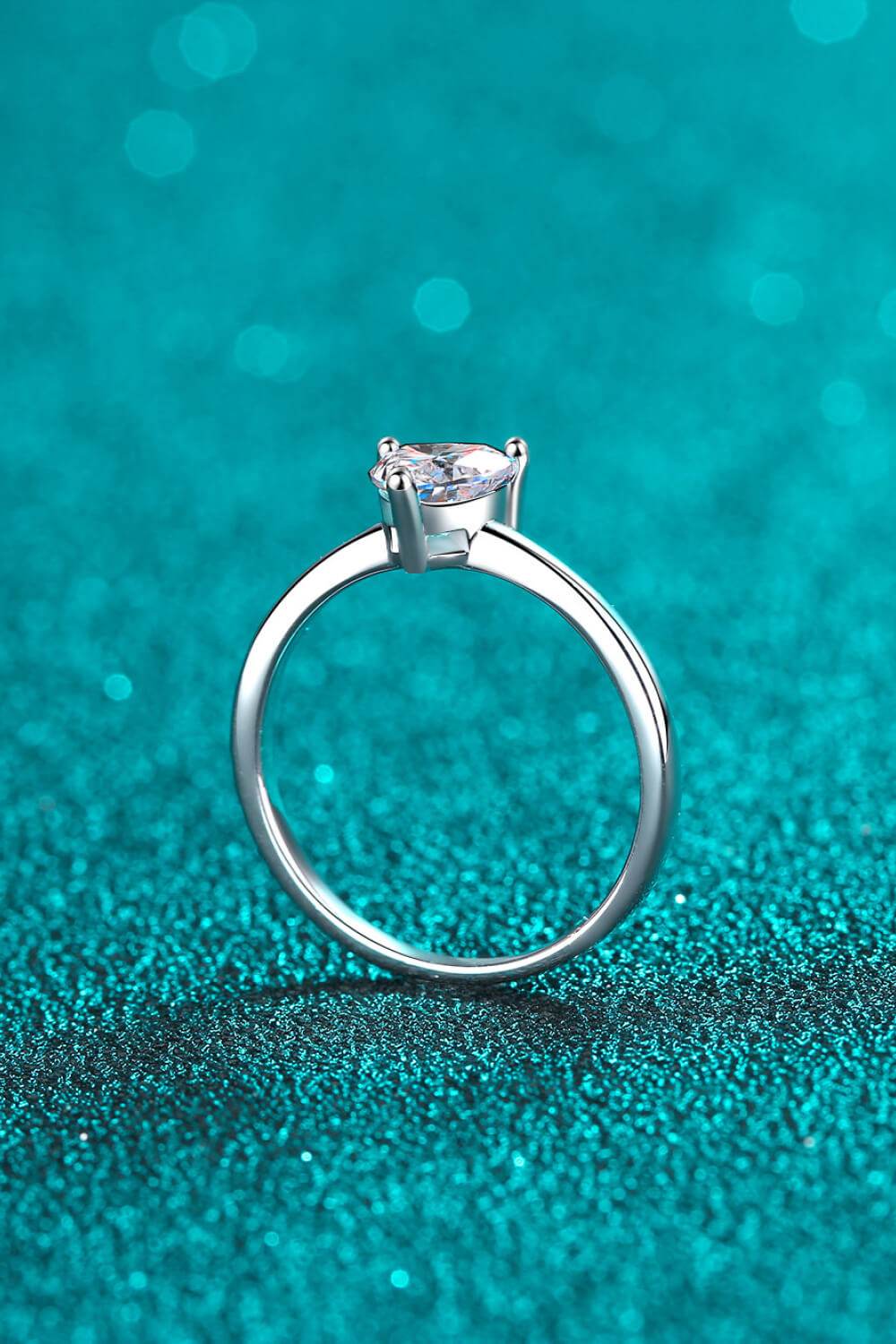 925 Sterling Silver Heart-Shaped Moissanite Solitaire Ring - Tredona LLC