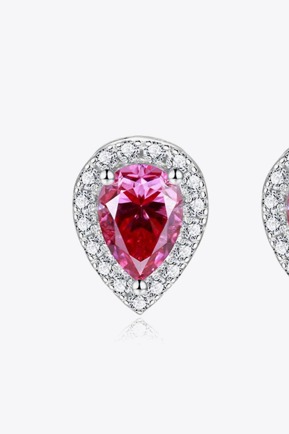 2 Carat Moissanite Teardrop Stud Earrings in Rose - Tredona LLC