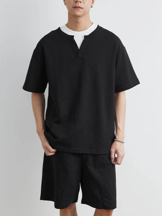 Men's Plus Size Half Sleeve Top and Shorts Set - Tredona LLC