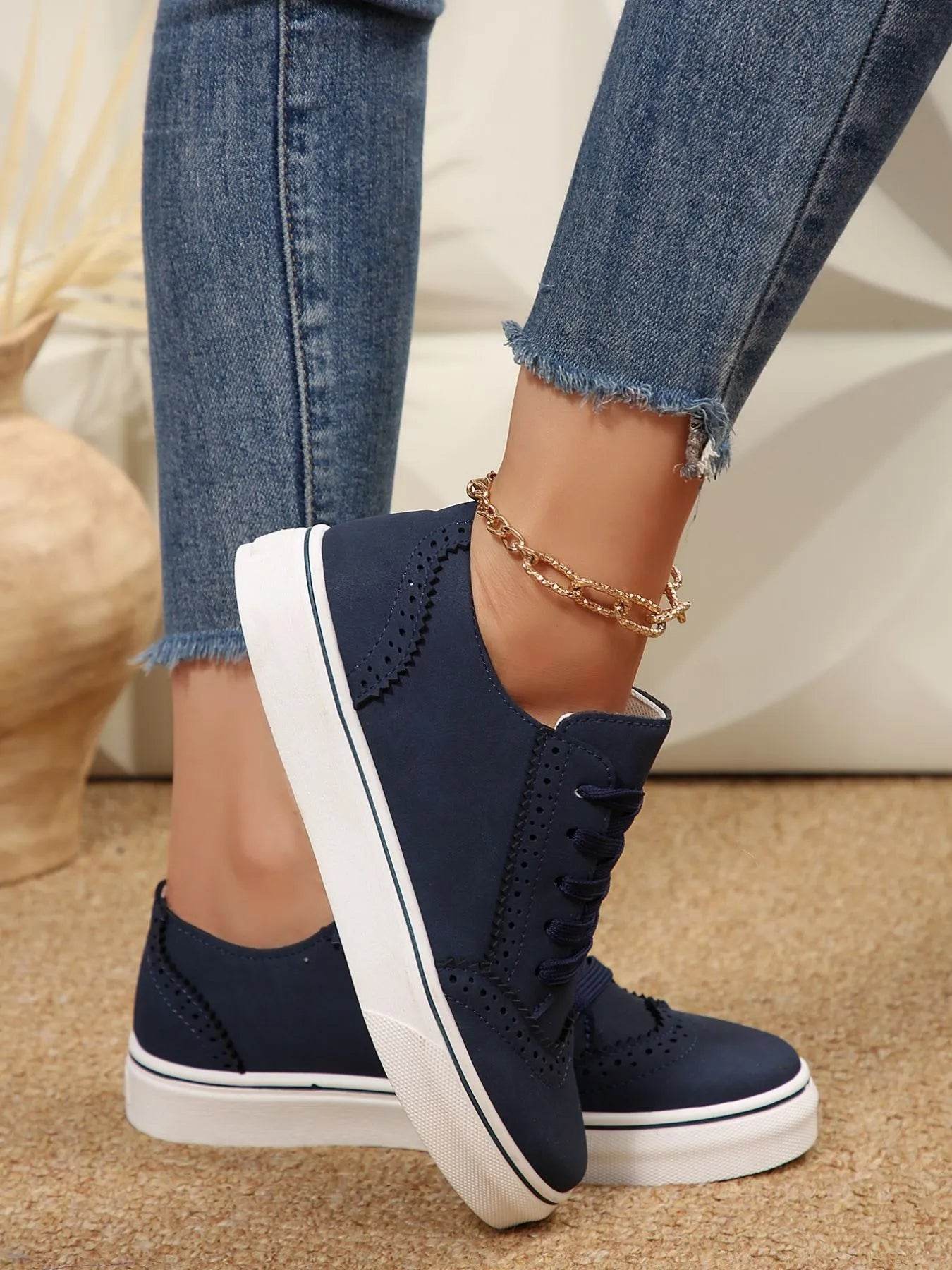 Lace Up Round Toe Platform Sneakers - Tredona LLC