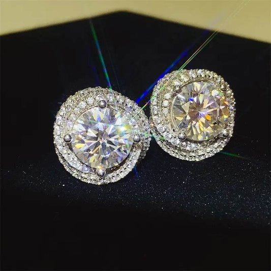 6 Carat Moissanite 925 Sterling Silver Earrings - Tredona LLC