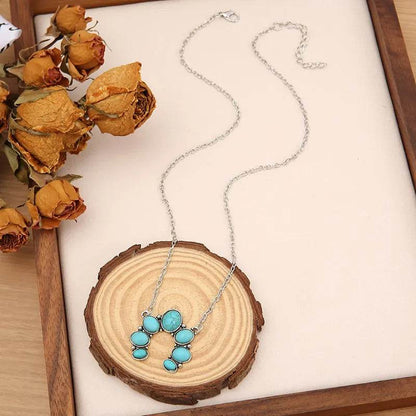 Artificial Turquoise Alloy Pendant Necklace - Tredona LLC