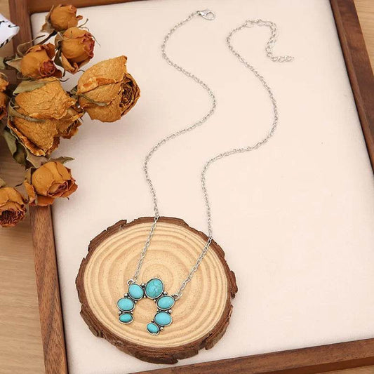 Artificial Turquoise Alloy Pendant Necklace - Tredona LLC