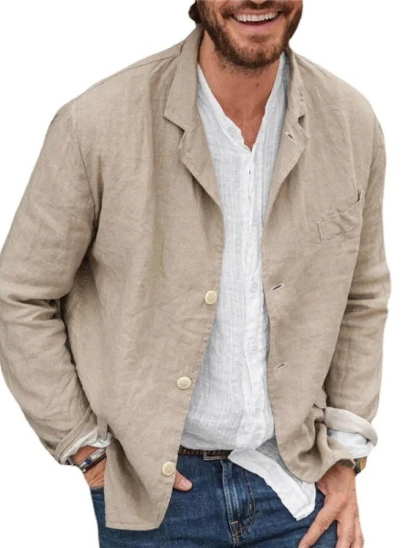 Men's Full Size Button Up Long Sleeve Shacket Plus Size - Tredona LLC