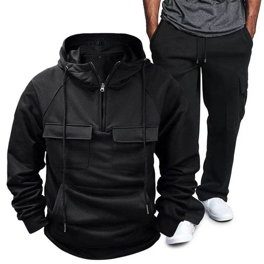 Men's Full Size Pocketed Drawstring Hoodie and Pants Set Plus Size - Tredona LLC