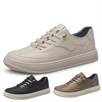 Men's Round Head Cowhide Surface Breathable Casual Skateboard Shoes - Tredona LLC