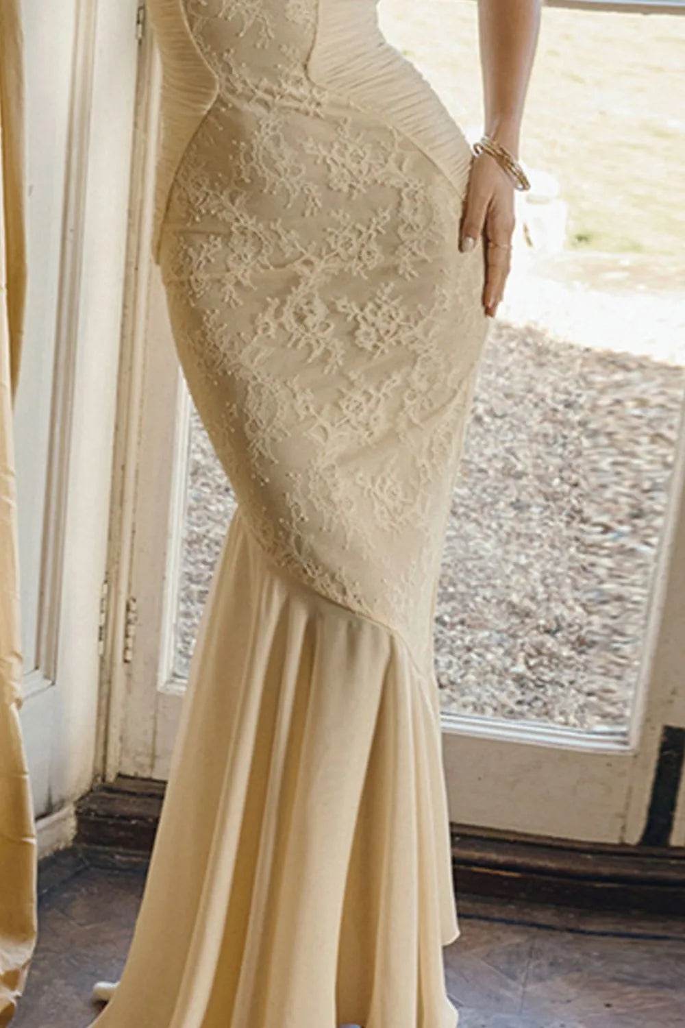 Sweetheart Neck Lace Maxi Dress - Tredona LLC