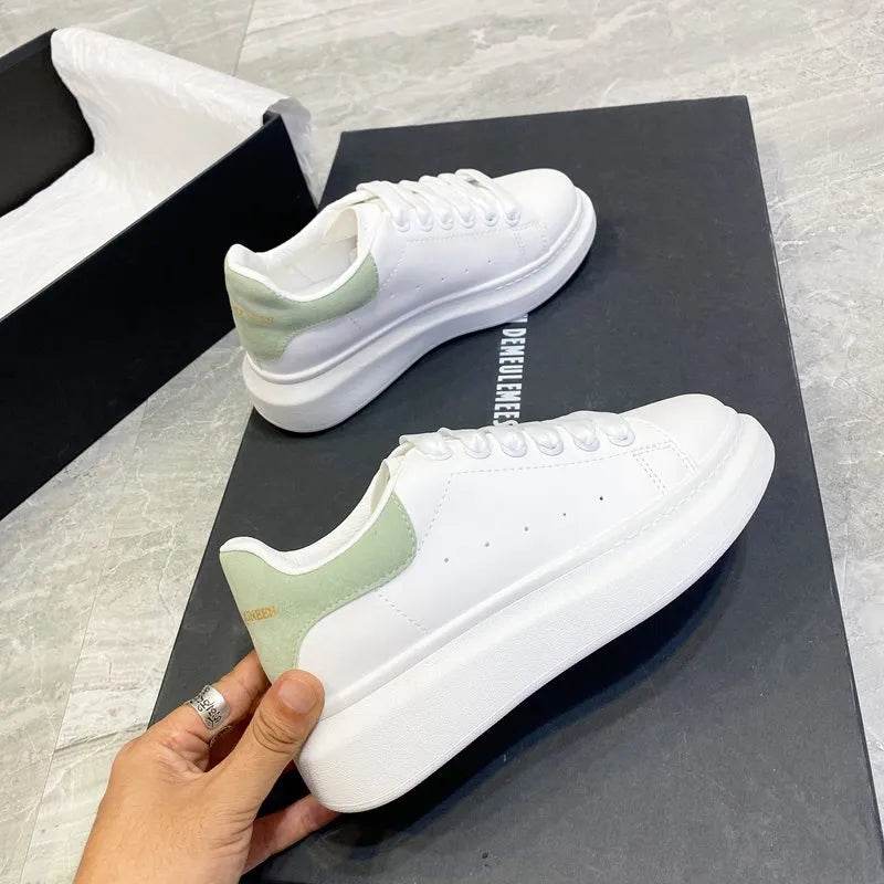 PU Leather Lace Up Round Toe Platform Sneakers - Tredona LLC