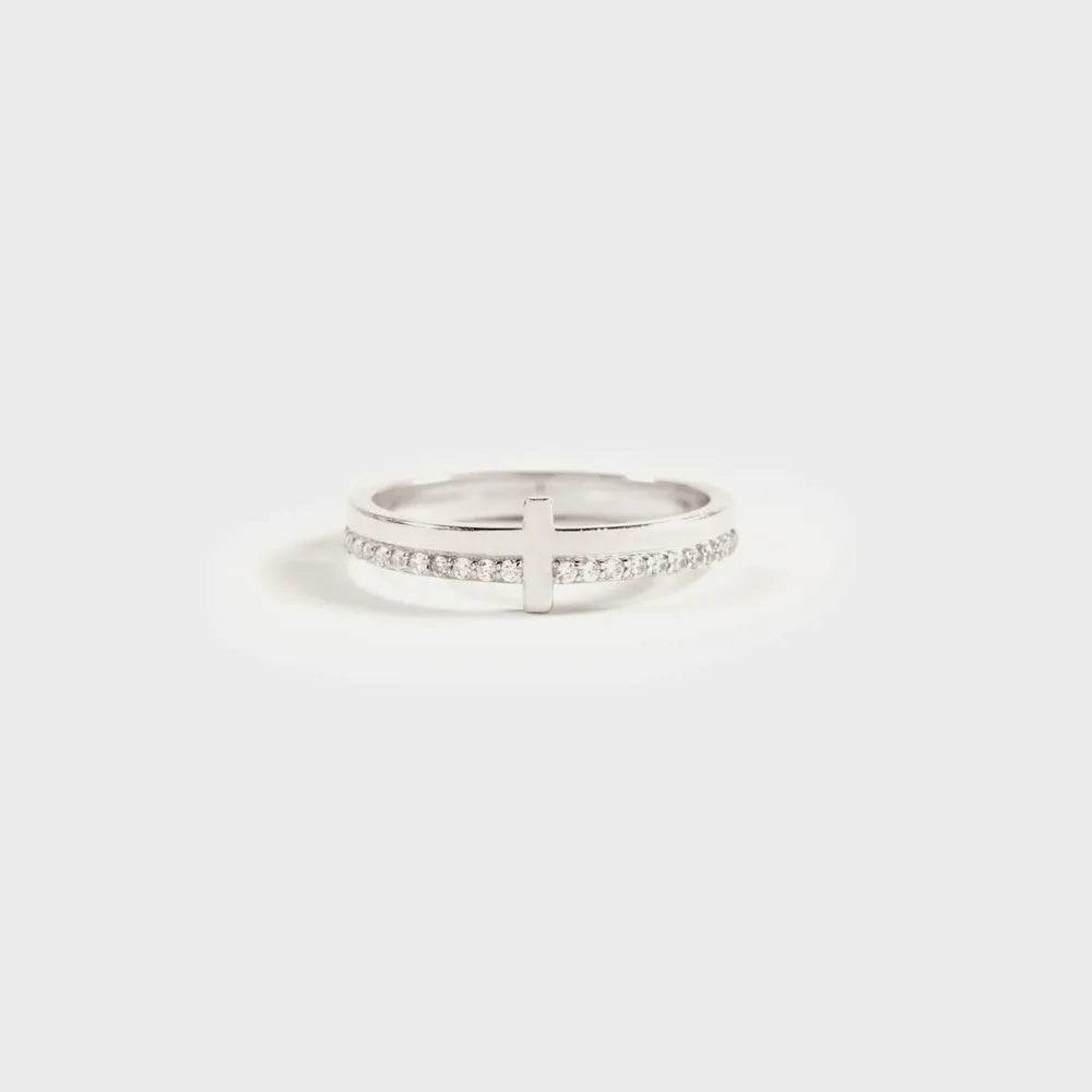 Zircon 925 Sterling Silver Cross Ring - Tredona LLC