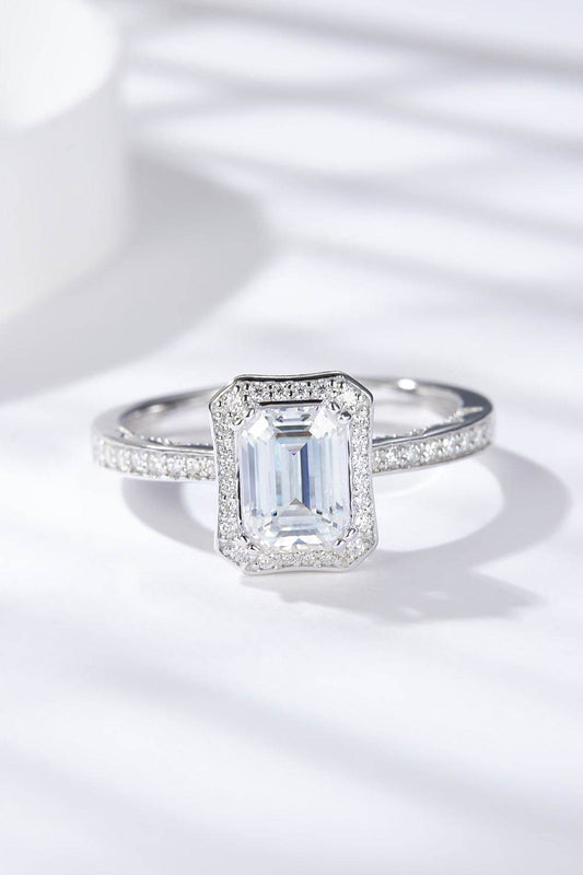 1 Carat Moissanite 925 Sterling Silver Halo Ring - Tredona LLC