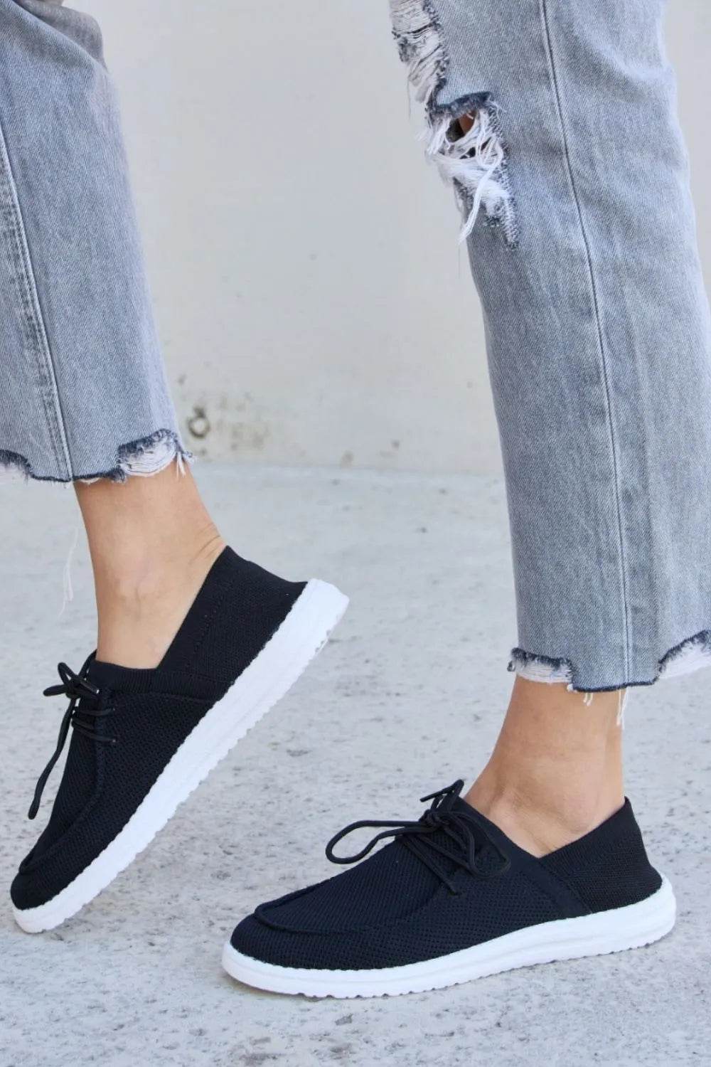 Forever Link Flat Round Toe Lace-Up Sneakers - Tredona LLC