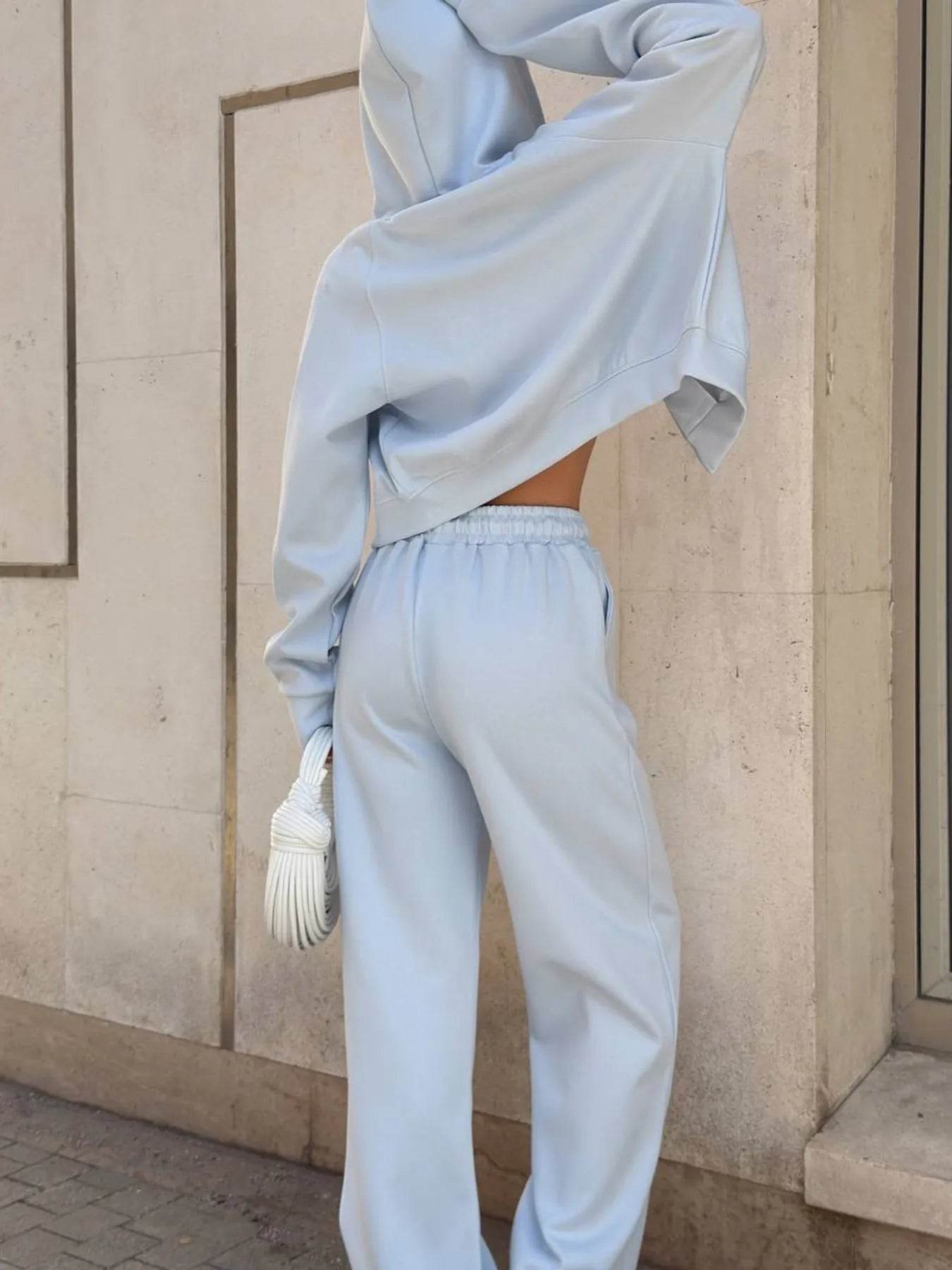 Zip Up Drawstring Hoodie and Pants Set - Tredona LLC