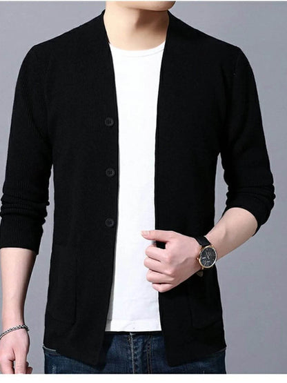 Men's Plus Size Long Sleeve Cardigan with Pockets - Tredona LLC
