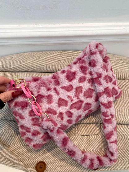 Leopard Fluff Shoulder Bag - Tredona LLC