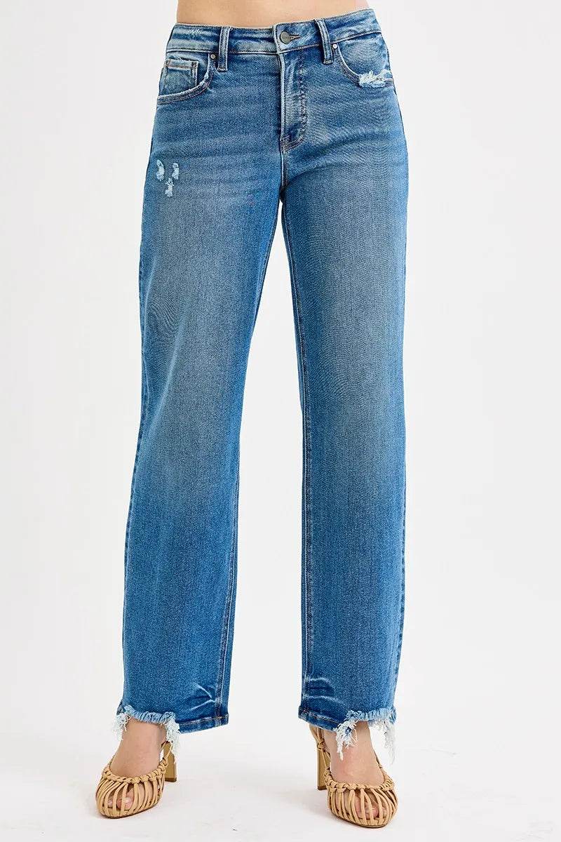 RISEN Full Size Mid Rise Baggy Jeans Plus Size - Tredona LLC