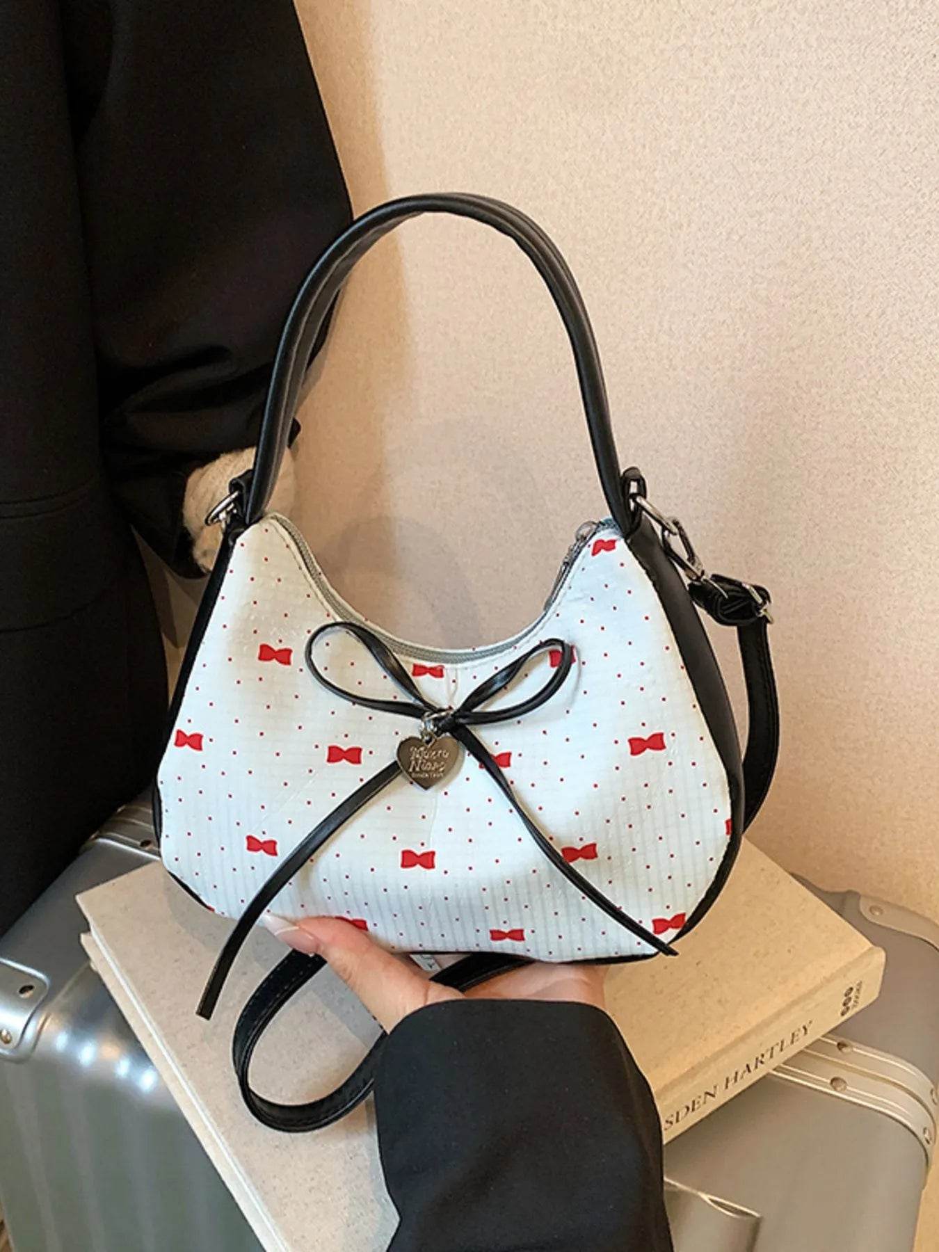 Printed Bow Shoulder Bag - Tredona LLC