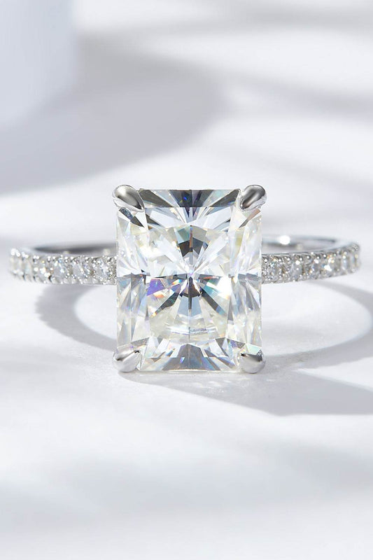 4 Carat Moissanite 4-Prong Side Stone Ring - Tredona LLC