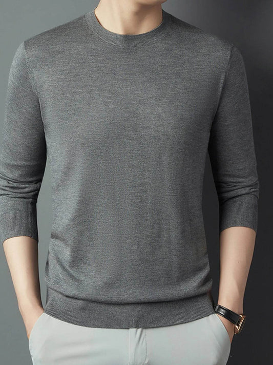 Men's Full Size Round Neck Long Sleeve Knit Top Plus Size - Tredona LLC