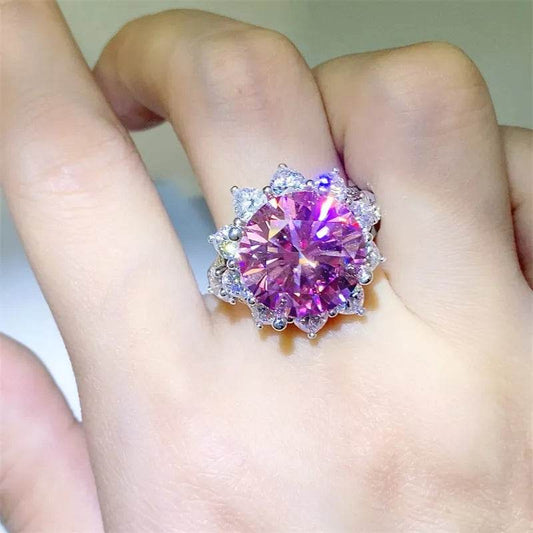 10 Carat Moissanite Zircon 925 Sterling Silver Ring - Tredona LLC