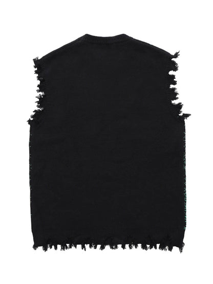 Men's Distressed Hem Sweater Vest - Tredona LLC