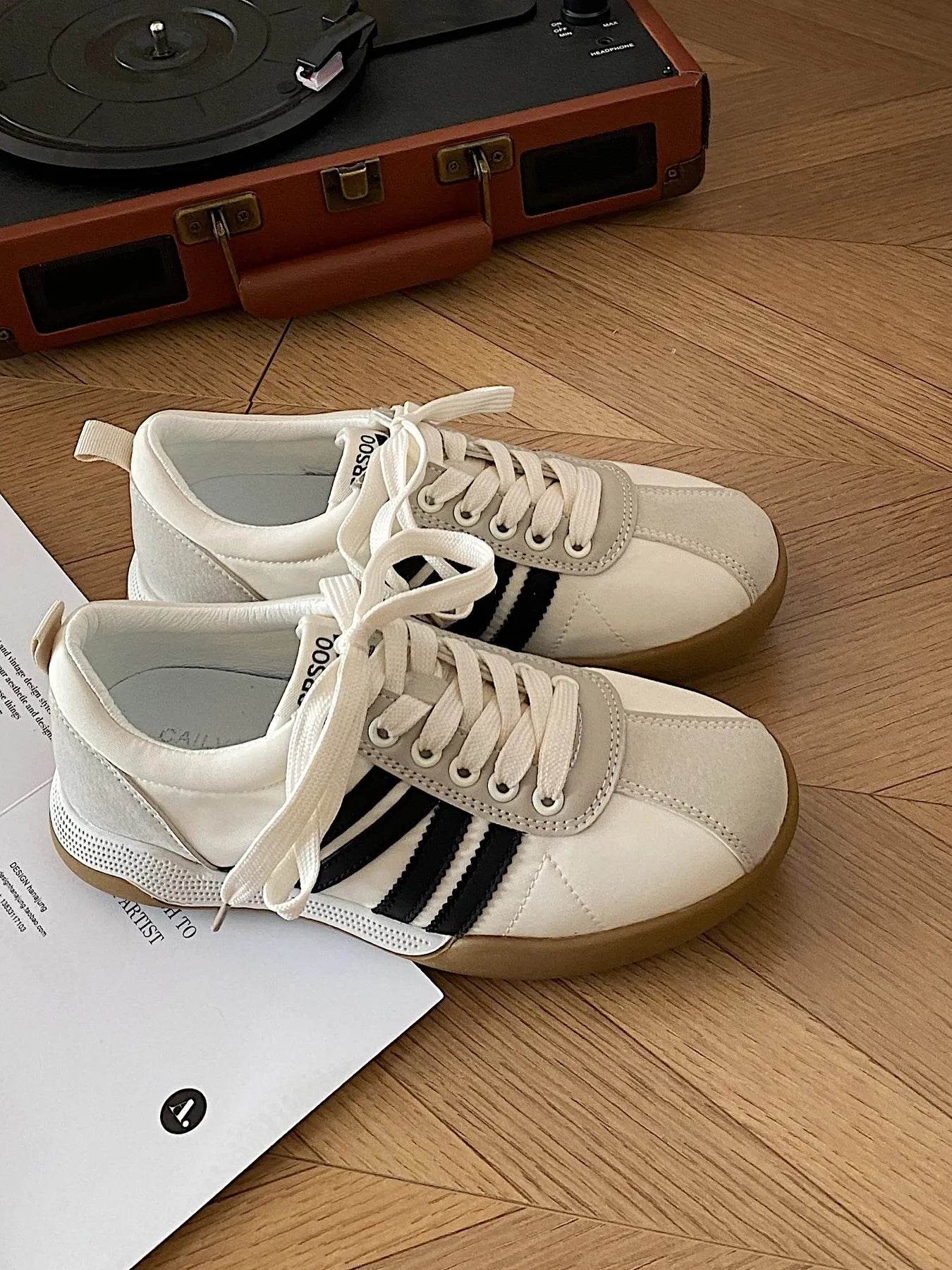 Striped Lace Up Sneakers - Tredona LLC