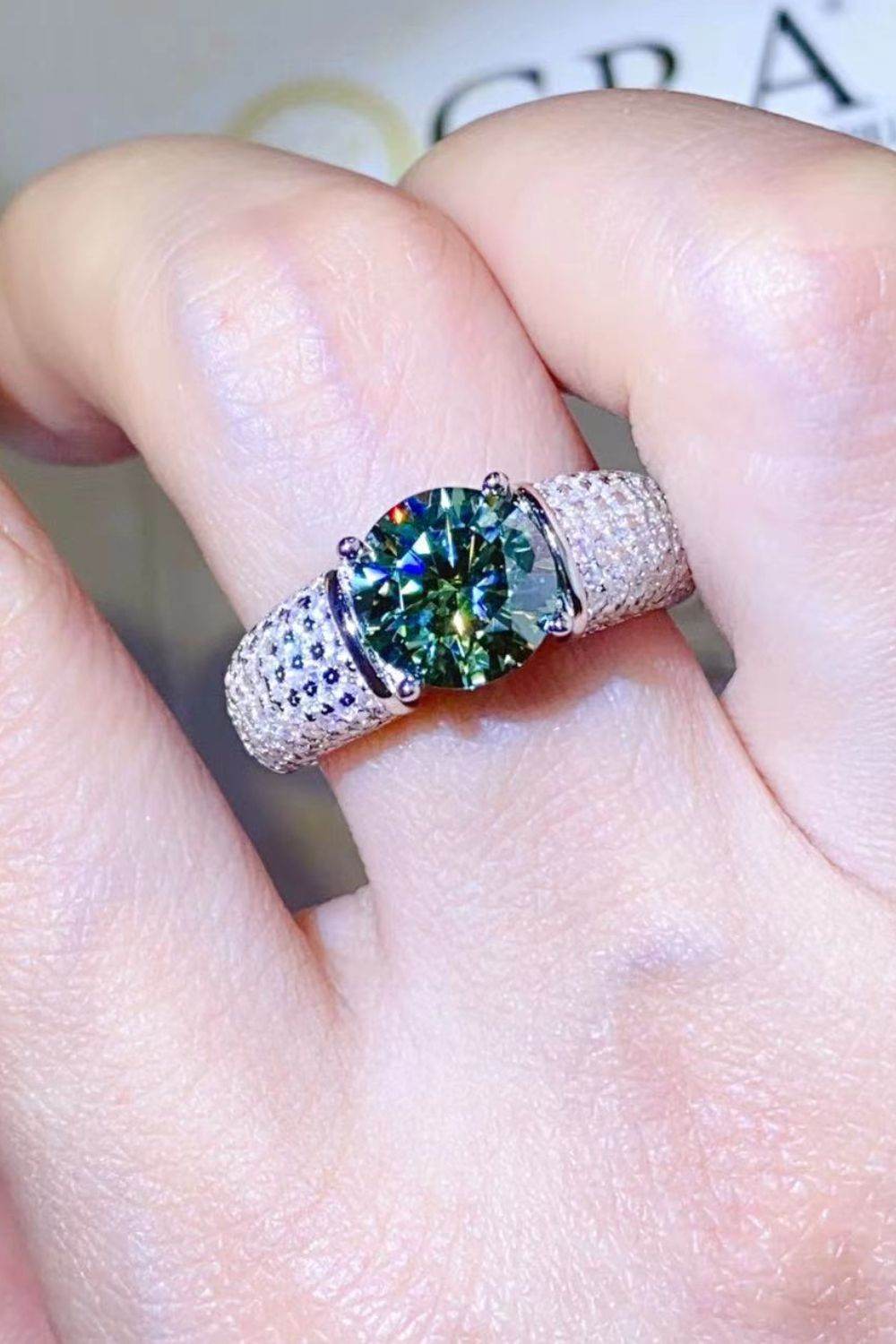 3 Carat Moissanite Side Stone Ring - Tredona LLC
