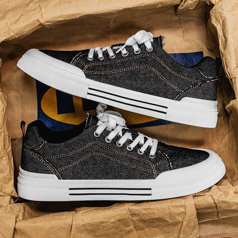 Men's Korean-style Fashion Plus Size Low-top Casual Denim All-matching Sneakers - Tredona LLC