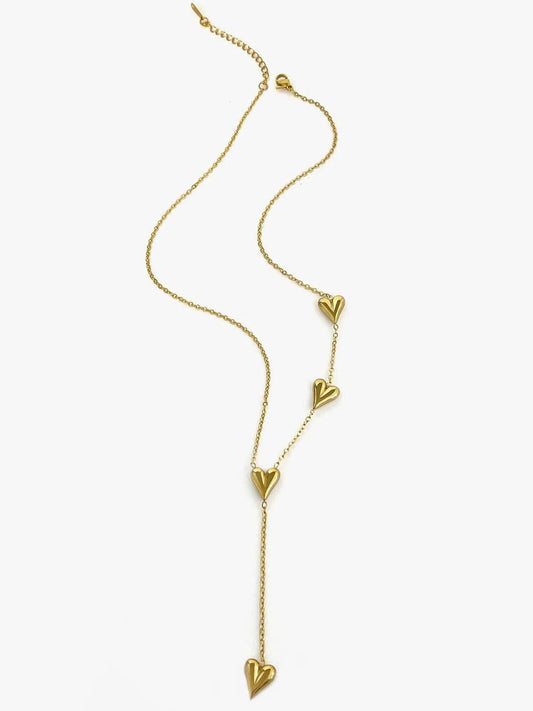 18K Gold-Plated Heart Drop Y-Necklace - Tredona LLC