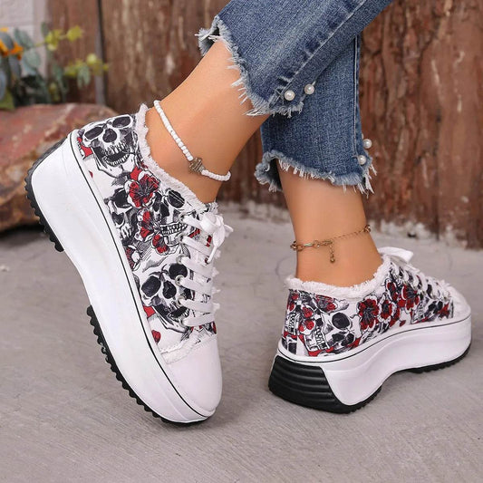 Printed Lace Up Platform Sneakers - Tredona LLC