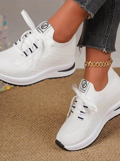 Breathable Mesh Lace Up Sneakers - Tredona LLC