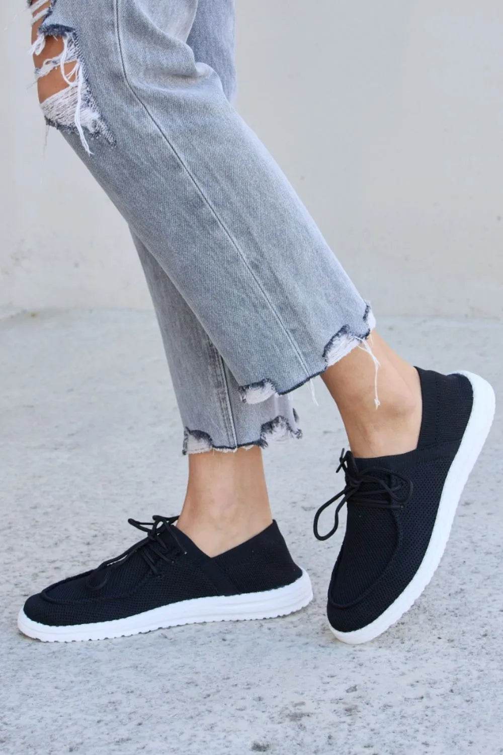 Forever Link Flat Round Toe Lace-Up Sneakers - Tredona LLC
